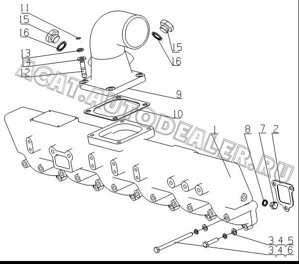 Air intake manifold spacer L3000-1008011 для Yuchai YC6L260-30