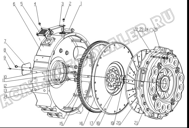 Cover plate-flywheel L3000-1600016 для Yuchai YC6L260-30