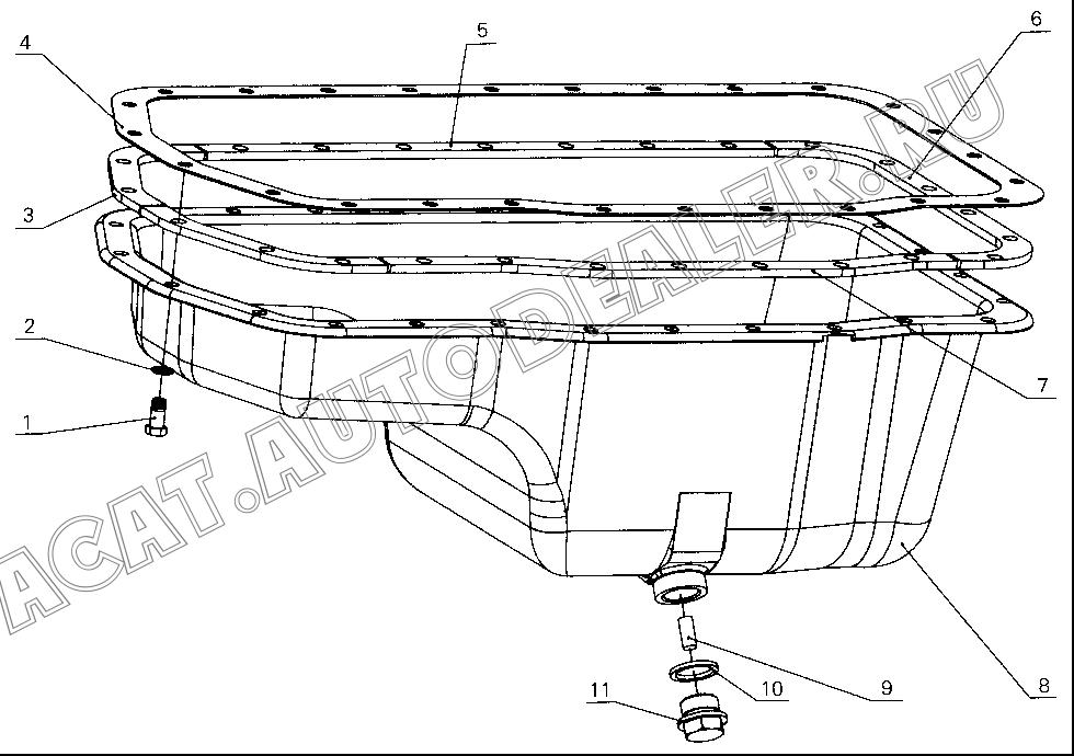 Oil pan gasket III E0100-1009011 для Yuchai YC4112ZQ