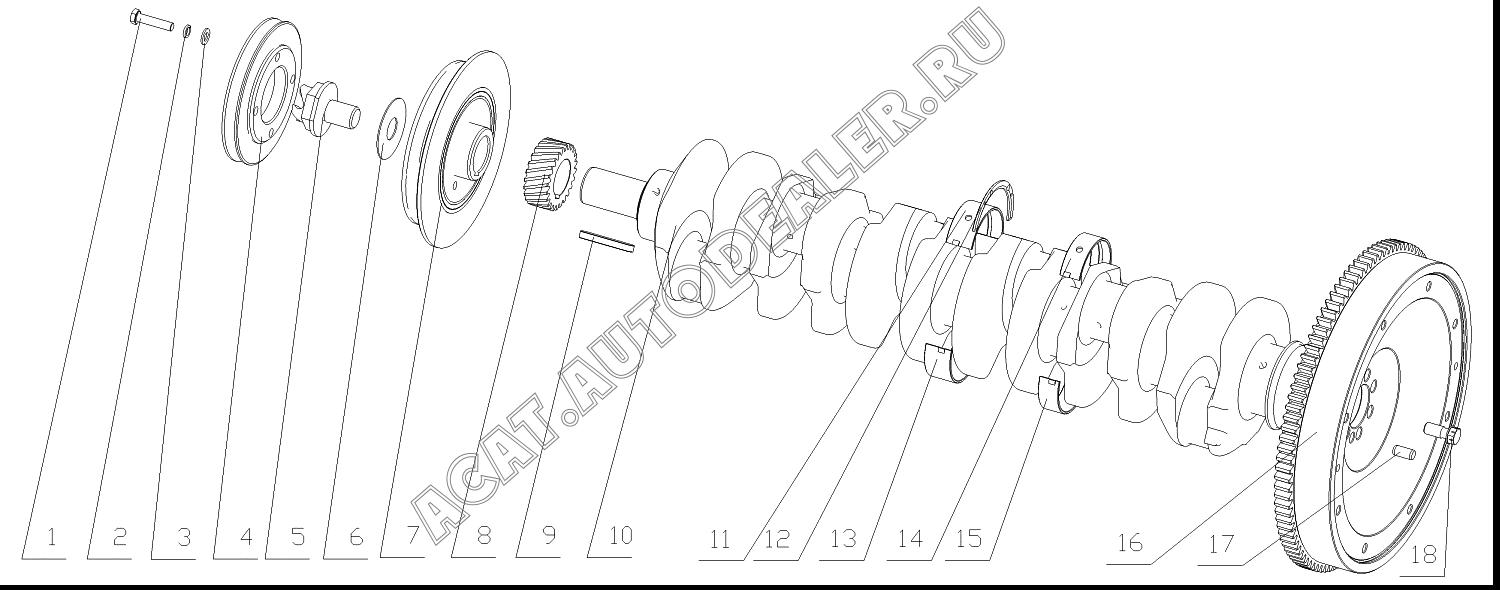 Шкив 640-1005031A для Yuchai YC6108G