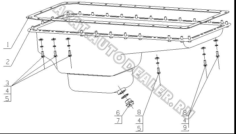 Уплотнение поддона картера J3200-1009012 для Yuchai YC6108G